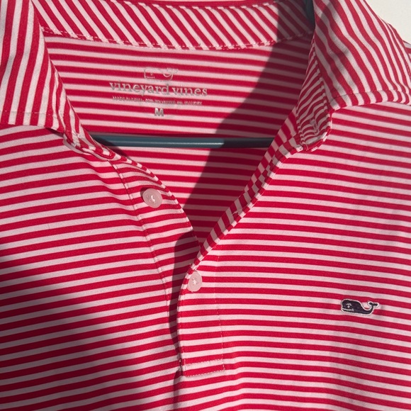 Vineyard Vines Men's Pink and White Striped Polo Shirt - Picture 4 of 4